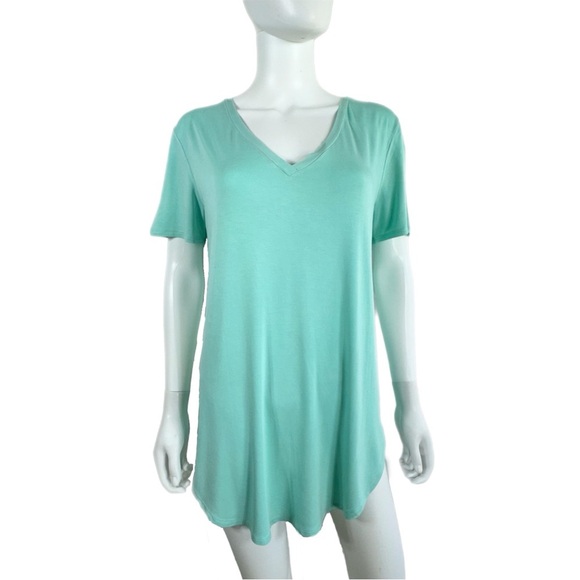 Emma’s Closet Mint V-Neck Long Length Modal Tunic Tee - Picture 1 of 7